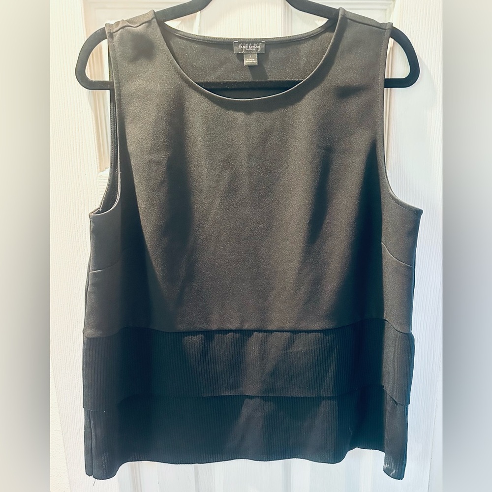 Ann Taylor Black Layered Sleeveless Tank